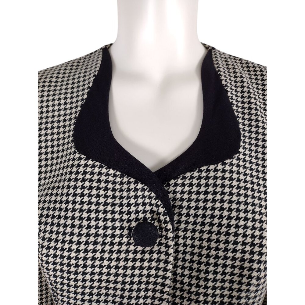 Vintage 1980s Black and Tan Houndstooth Tailored Button Down Jacket 4P - Picture 6 of 11